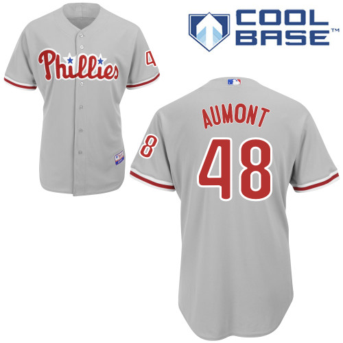 Phillippe Aumont #48 MLB Jersey-Philadelphia Phillies Men's Authentic Road Gray Cool Base Baseball Jersey